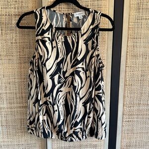 Evereve Black and Cream Graphic Tank Top